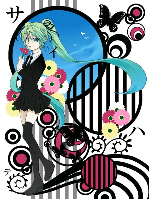 Safebooru Aqua Hair Butterfly Flower Formal Hair Ribbon Hatsune Miku Long Hair Necktie Oyuki