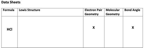 Solved Data Sheets Formula Lewis Structure Electron Pair Molecular Bond Course Hero