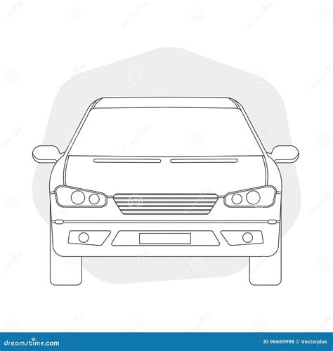 L Nea Ejemplo De La Vista Delantera Del Coche Del Esquema Stock De