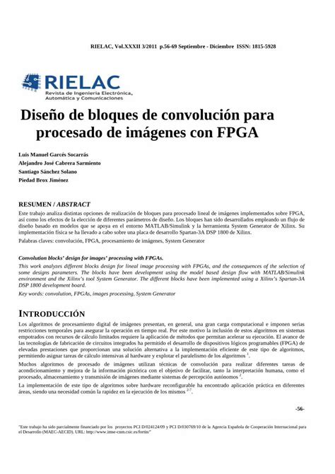 Pdf Dise O De Bloques De Convoluci N Para Procesado De Digital