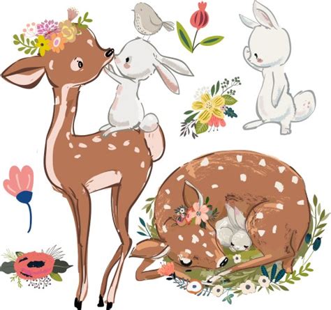 6 Cute Cartoon Hares Royalty Free Vector Image