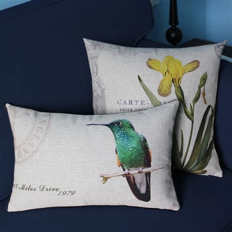 Chinese Style Birds Throw Pillow Covers Cotton Linen Throw Pillow Cases