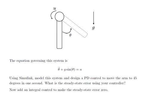 Solved Problem Consider A One Link Robot Arm As Shown Chegg