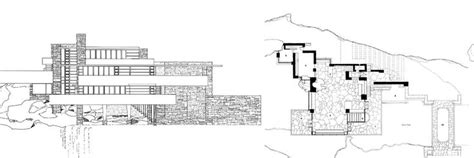 Pin By Karolina M On Sections And Plans Fallingwater Architecture Details Blue Print