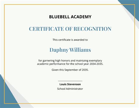 Recognition Academic Excellence Certificate Template Edit Online