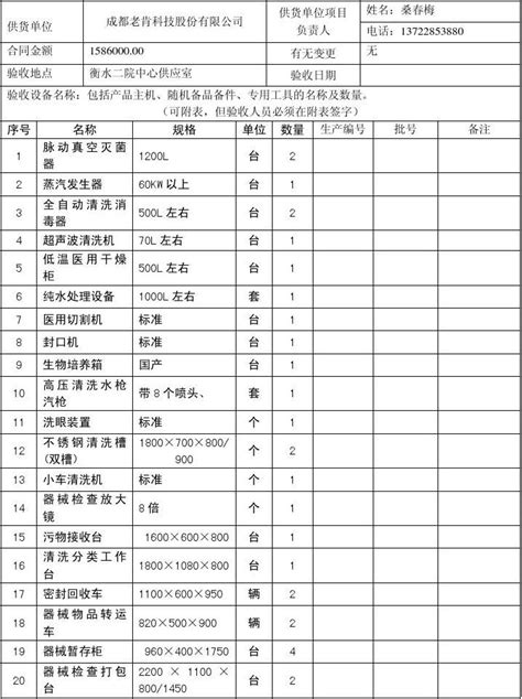 设备安装、调试验收单样本word文档在线阅读与下载无忧文档