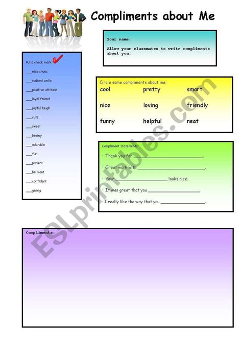 Give Compliments Esl Worksheet By Debbiecobb5