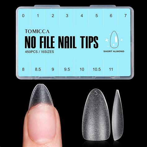 TOMICCA Medium Almond Nail Tips 450Pcs Soft Gel Nail Tips Kit 15