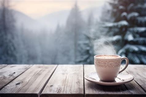 Premium AI Image Mug Of Hot Cocoa On A Rustic Wooden Table With A