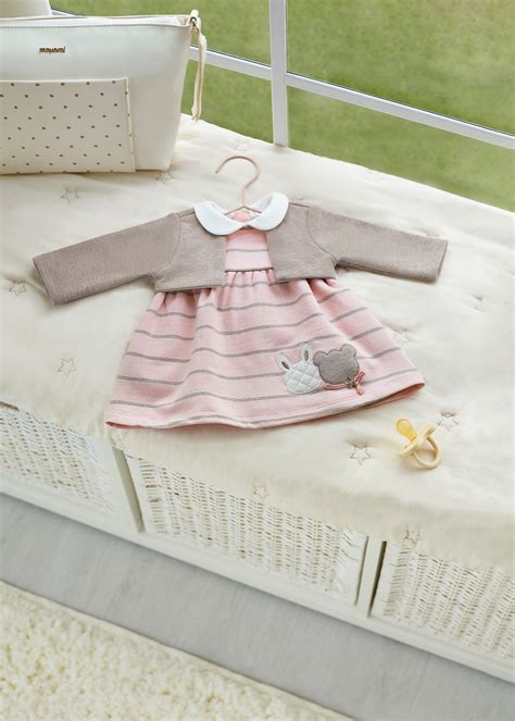 Vestito Con Finto Cardigan Better Cotton Neonata Mayoral