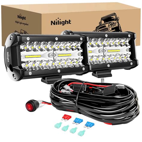 Nilight 2 Pcs 6 5 Inch 120W Triple Rows Spot Flood Combo Led Light Bar