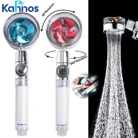 Turbo Shower Head 360 Degrees Rotating High Pressure Fan Stop Water