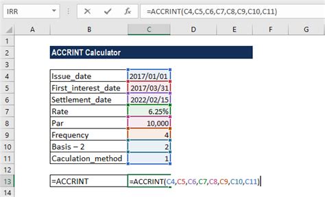 Accrint Function Formula Examples How To Use Accrint