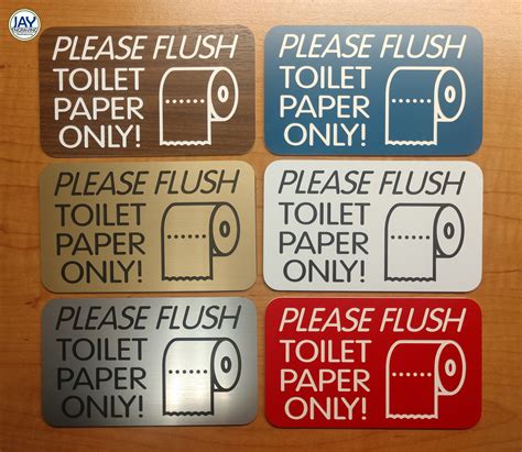 Please Flush Toilet Paper Only Engraved 3x5inch Restroom Sign Etsy