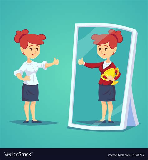 Businesswomen Standing In Front Of A Mirror Vector Image