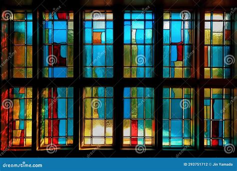 Colourful Stained Glass Windows In The Church Abstract Background