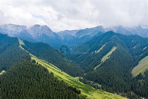 航拍新疆天山原始森林草原牧场高清图片下载 正版图片501371978 摄图网