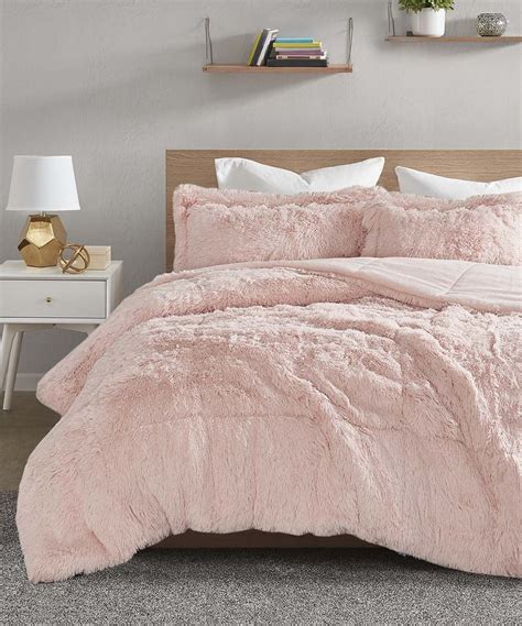 Blush Faux Fur Comforter Set In 2020 Pink Comforter Sets Fur