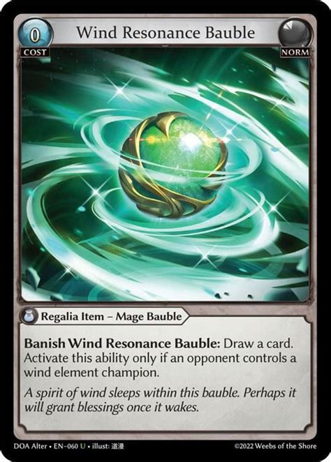 Wind Resonance Bauble Dawn Of Ashes Alter Edition Grand Archive Tcg