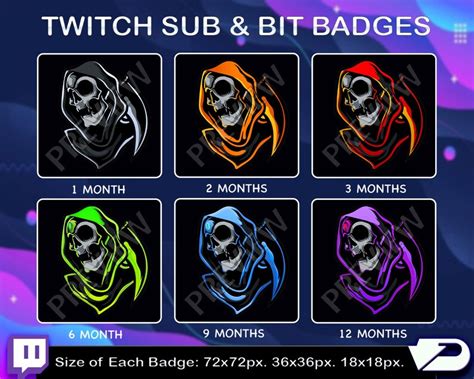 Reaper Sub Badges Twitch Kick Reaper Subscribers Loyalty Sub Bit Badges