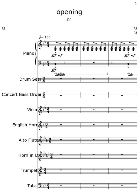 Opening Sheet Music For Piano Drum Set Concert Bass Drum Viola