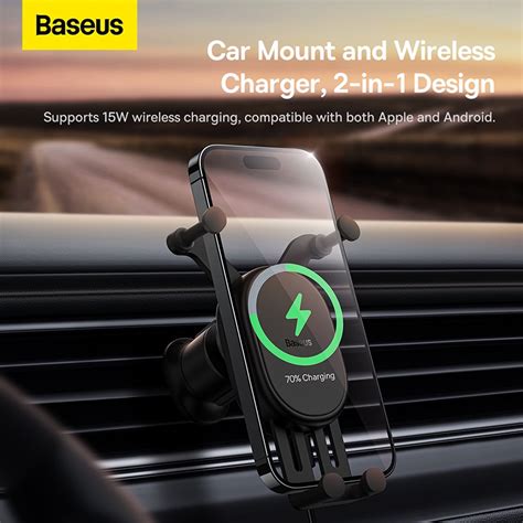 Baseus Stable Gravitational Carregamento Sem Fio Car Mount Pro 15W