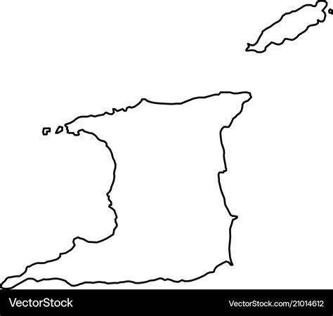 Trinidad And Tobago Map Of Black Contour Curves Vector Image