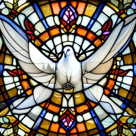 White Dove Flying In A Prompt Stain Glass Window · Creative Fabrica