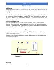 Ohms Law Virtual Lab PHET Modified 1 Docx PHYSICS II LAB Ohm S Law