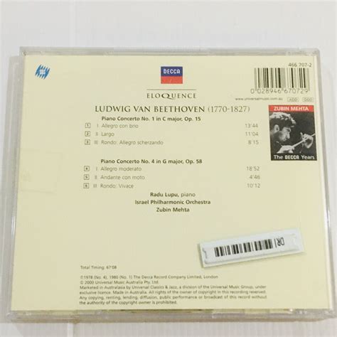 Beethoven Piano Concertos 1 4 CD Radu Lupu EBay