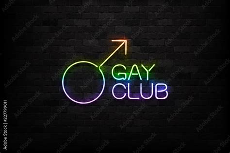 Vector Realistic Isolated Neon Sign Of Gay Club Logo For Decoration And Covering On The Wall