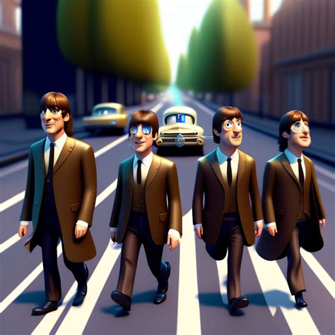 Lexica The Beatles Abbey Road 3d Character Cartoon Disney Pixar Render