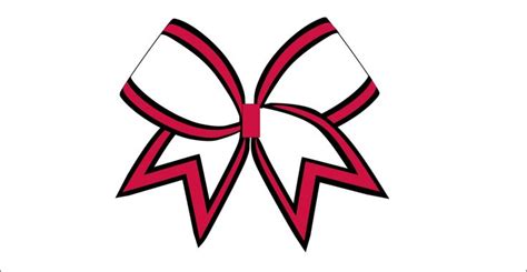 Red Black Outline Cheerbow Template Digital File Only Red Black White