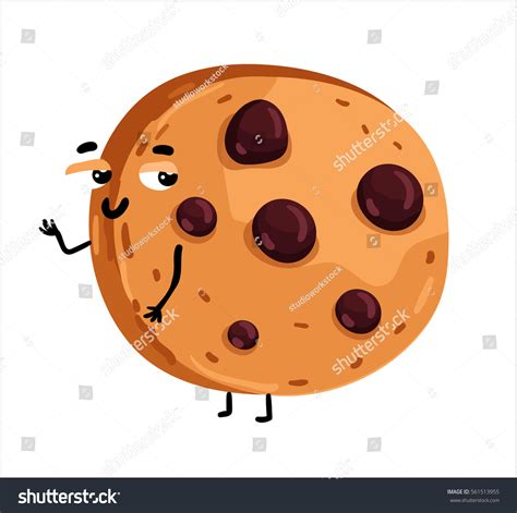 Cute Chocolate Chip Cookie Cartoon Character Stock Vector Royalty Free 561513955