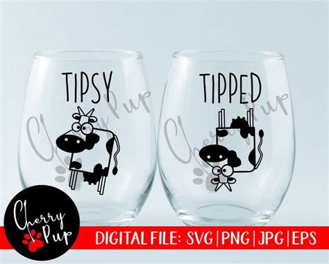 Funny Tipsy Cow Svg Wine Tumbler Farm Humor Cow Svg Etsy