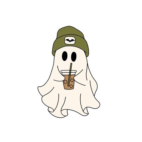 Cute Ghost Drinking Coffee Png Ghost Ice Coffee Png Halloween Ghost