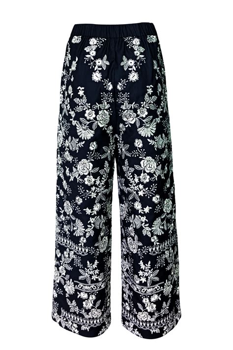 Dash And Dot Metallic Embroidered Wide Legged Pant