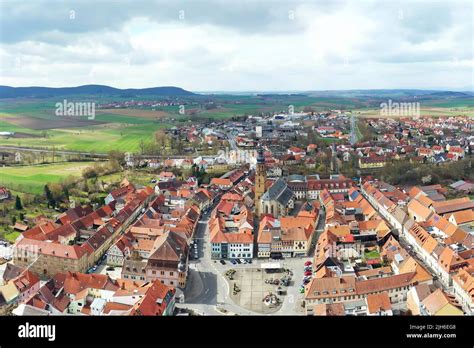 Aerial View Of Bad Koenigshofen With Sights Of The Town Franconia