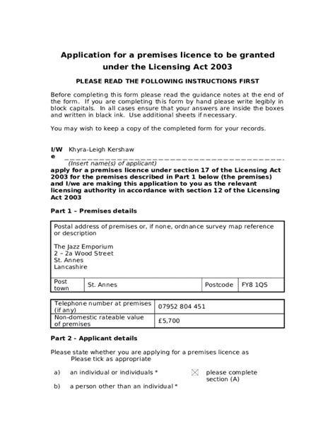 Premise Licence Application Doc Template PdfFiller