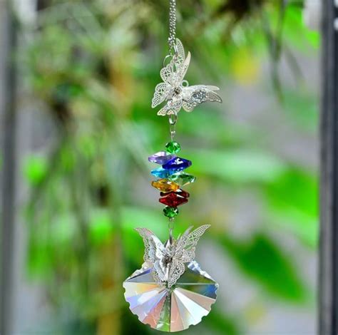 Hanging Butterfly Crystal Suncatcher Chakra Prisms Gemstone Etsy