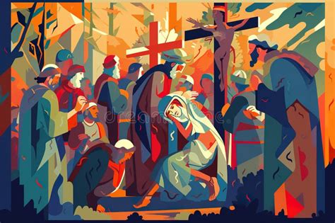 Biblical Vector Illustration Series Way Of The Cross Or Stations Of The Cross Eleventh Station