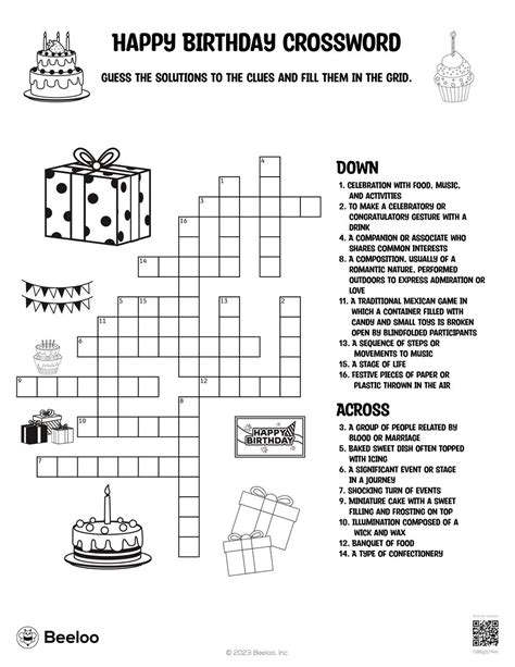 Birthday Themed Crossword Puzzles • Beeloo Printable Crafts And