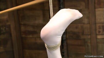 Redhead Lesbian Is Caned On Hogtie