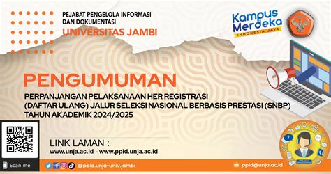 Pengumuman Perpanjangan Pelaksanaan Her Registrasi Daftar Ulang Jalur Seleksi Nasional