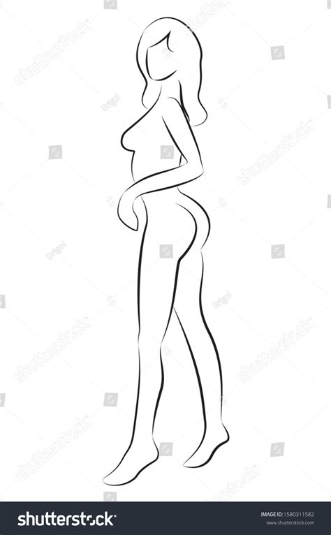 Black Contour Beautiful Nude Woman Hand Stock Vector Royalty Free Shutterstock