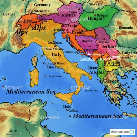 Map Of Italy And Surrounding Countries Map