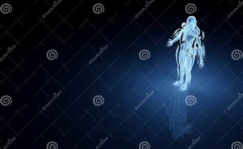 Digital X Ray Human Body Holographic Scan Projection 3d Rendering Stock Illustration