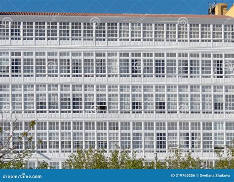 La Coruna Spain April 22 2024 White Building Facade With Glass