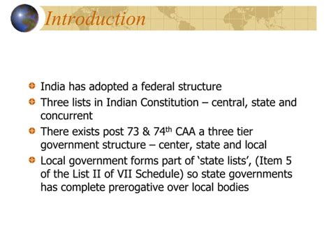 Urban Management And Governance Structures In India Ppt