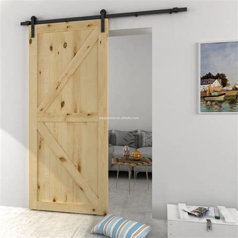 Interior Double Z Barn Door With Flat Track Stainless Steel Face Mount Sliding Door Hardware